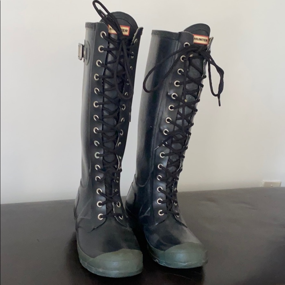 Hunter Lace Up Wellington Rubber Rain Boots